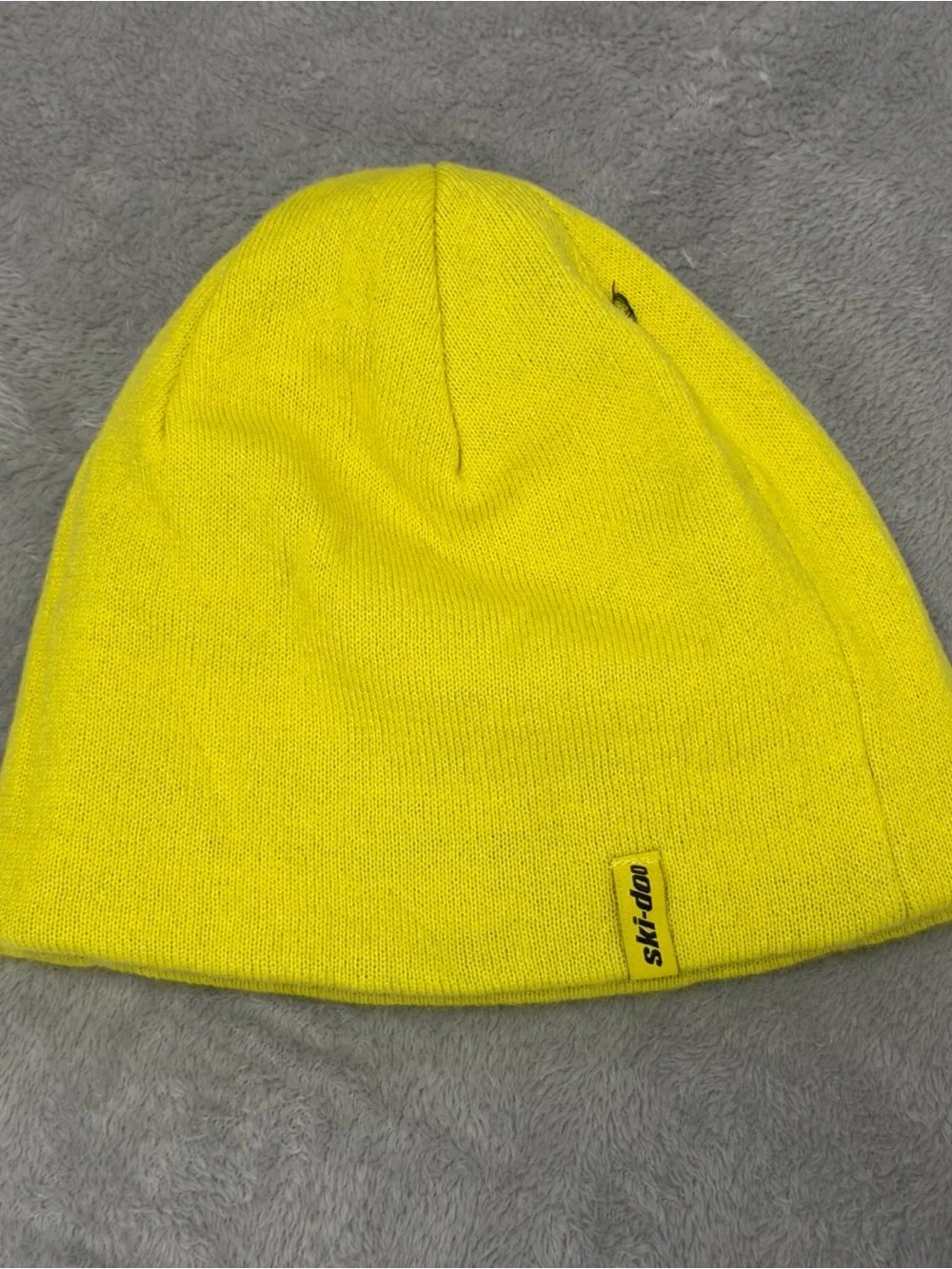 Ski-Doo Reversible Beanie Hat Black Yellow Snowmobile Knit Logo Winter Cap